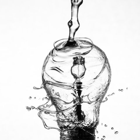 water dropping on light bulb