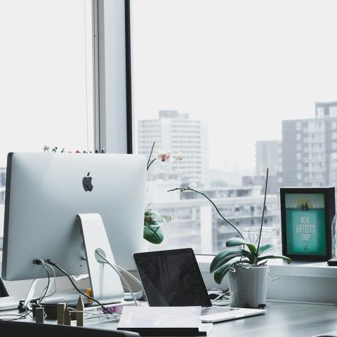 closeup photo of silver iMac